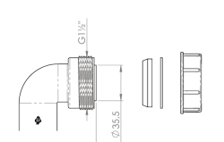 Pure.Sink UK szifon könyök készlet anyával és tömítésekkel 40 mm WSTSUK-32