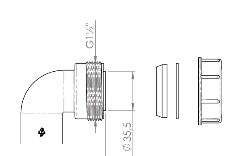 Pure.Sink UK szifon könyök készlet anyával és tömítésekkel 40 mm WSTSUK-32