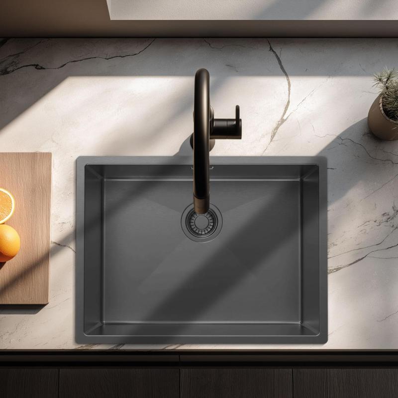 Pure.Sink Luxion Gun metal mosogató 55x40 cm, alátét 1208972455