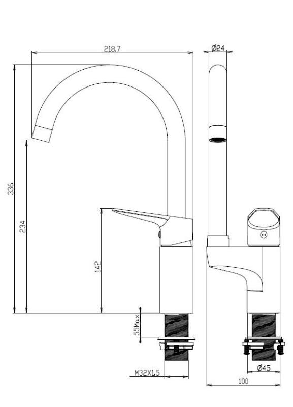Aquanello Casa Konyhai csaptelep, fekete, felső karral BL-1202-CS