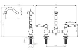 Aquanello Heritage Manor Klasszikus konyha, nosztalgikus stílusú konyhai csaptelep rozsdamentes acélból, fehér fogantyúval NB-0010-HM