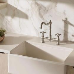 Aquanello Heritage Ascot Klasszikus konyha, nosztalgikus stílusú konyhai csaptelep rozsdamentes acélból, keresztkaros kialakítással NB-0011-HM