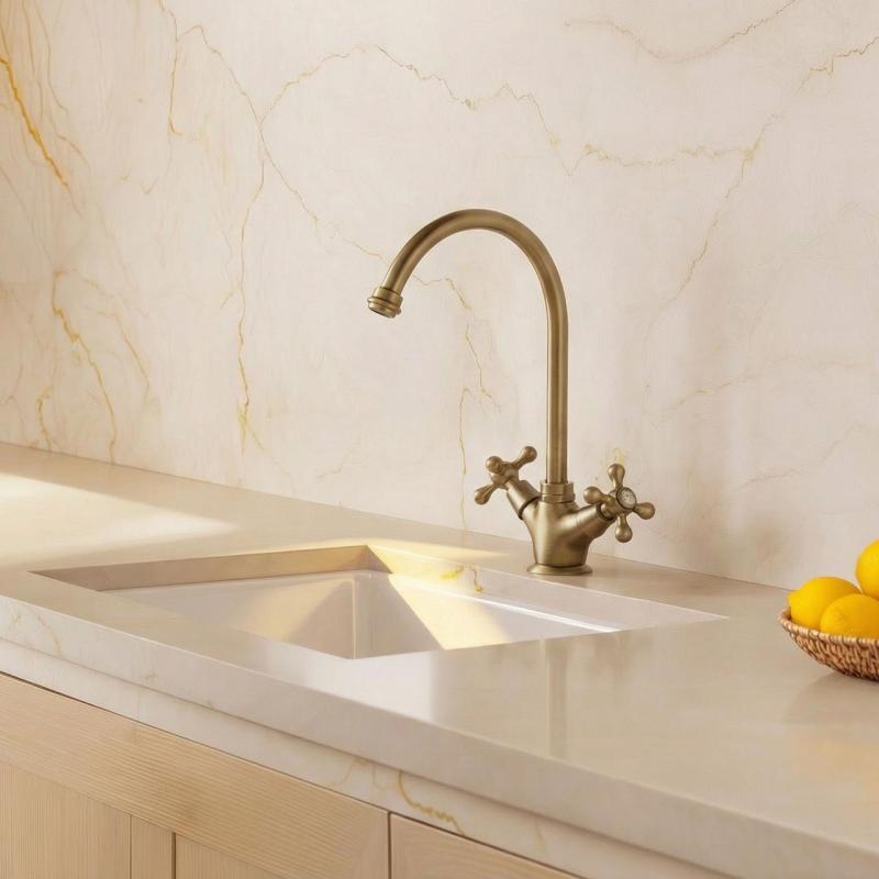 Aquanello Heritage Ascot Klasszikus konyha – nosztalgikus konyhai csaptelep, bronz, kerek kifolyóval BN-4003-HA