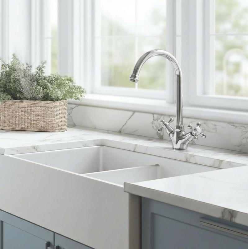 Aquanello Heritage Ascot Klasszikus konyha Nosztalgikus konyhai csaptelep króm, kerek kifolyóval CR-4003-HA