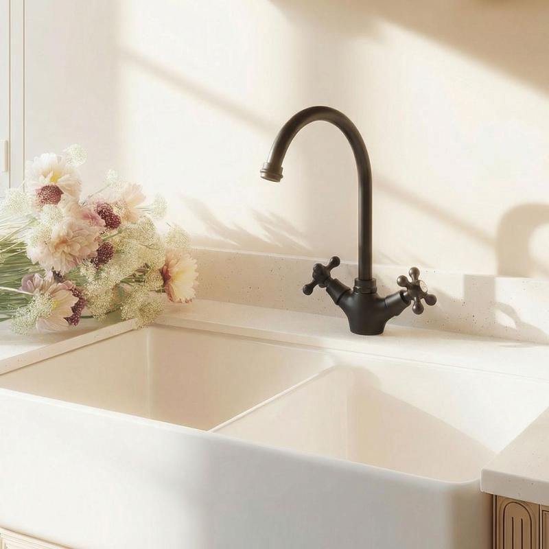 Aquanello Heritage Ascot Klasszikus konyha – nosztalgikus konyhai csaptelep, fekete, kerek kifolyóval BL-4003-HA