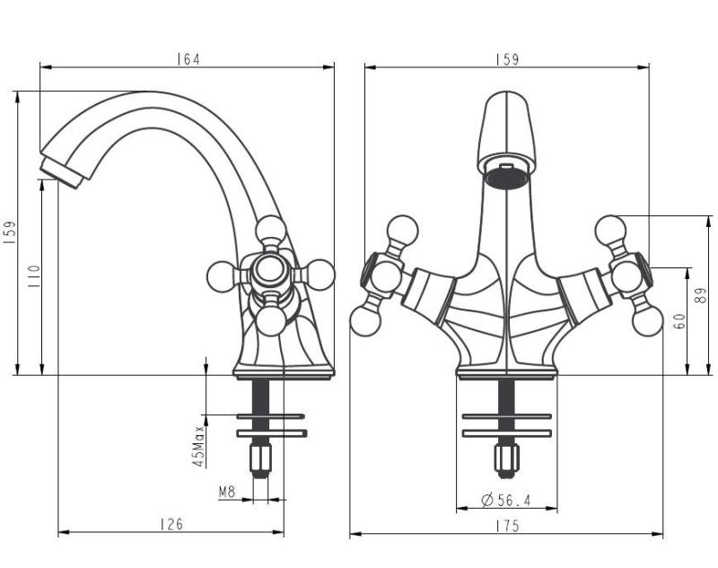 Aquanello Heritage Ascot Klasszikus nosztalgikus mosdócsaptelep króm CR-4101-HA