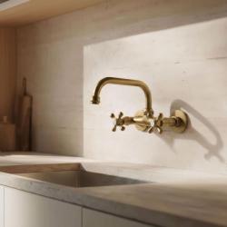 Aquanello Heritage Ascot Klasszikus konyhai fali csaptelep, felső kifolyóval, bronz BN-4110-HA