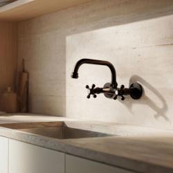Aquanello Heritage Ascot Klasszikus konyhai fali csaptelep, felső kifolyóval, fekete BL-4110-HA