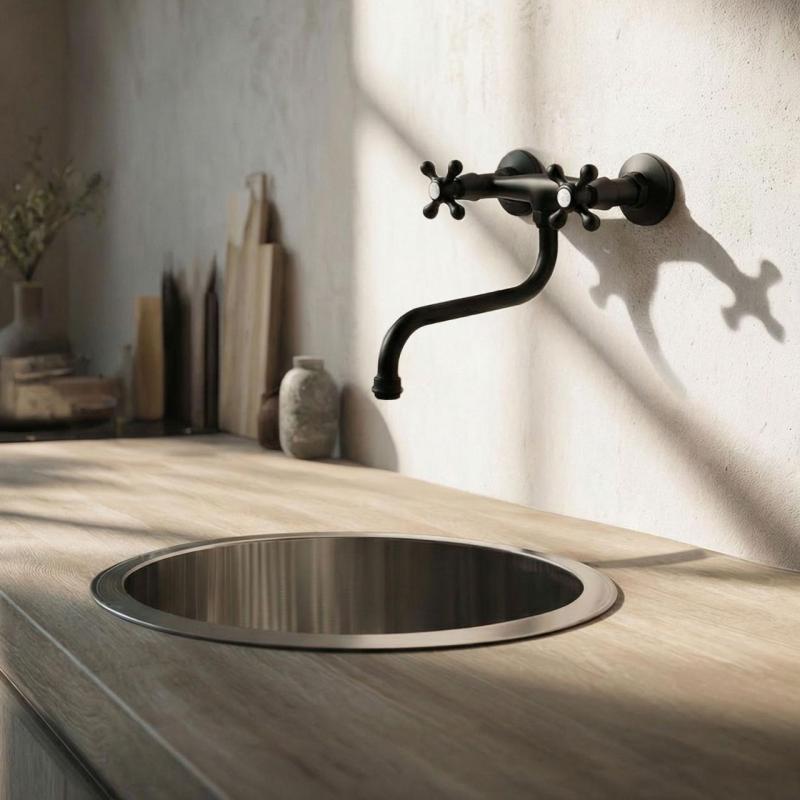 Aquanello Heritage Ascot Klasszikus konyhai fali csaptelep, fekete BL-4111-HA