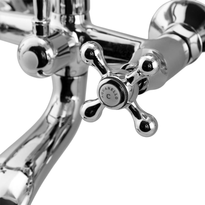 Aquanello Heritage Ascot Klasszikus felépítésű fürdőkád csaptelep csillaggombokkal, rozsdamentes acélból, kézi zuhannyal NB-3002-HA