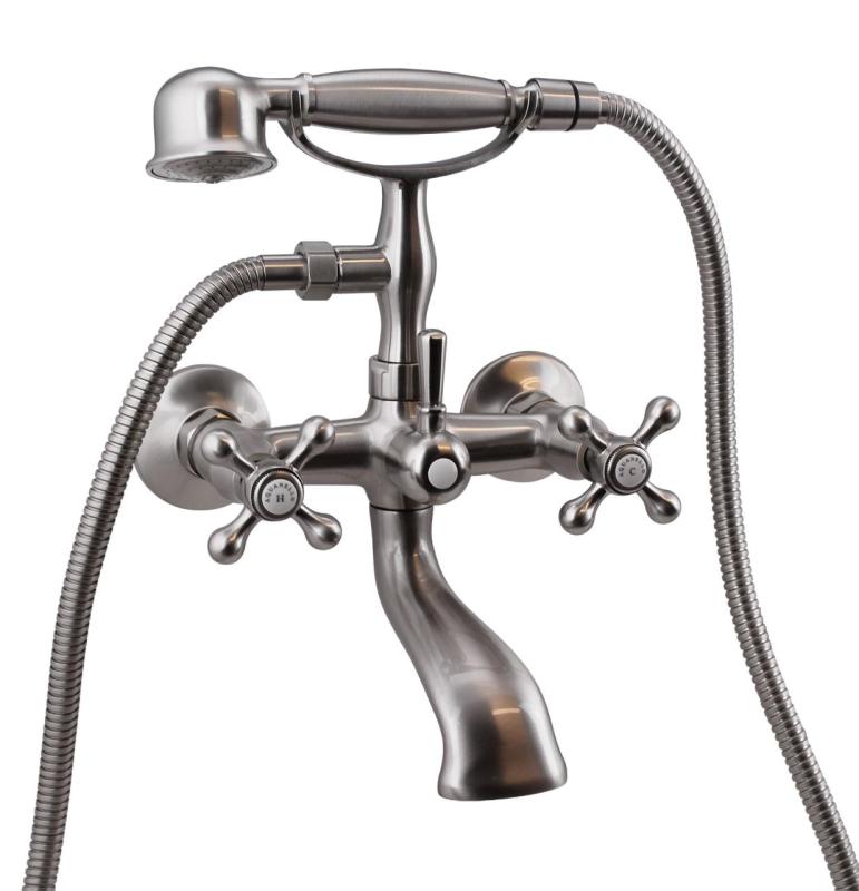 Aquanello Heritage Ascot Klasszikus felépítésű fürdőkád csaptelep csillaggombokkal, rozsdamentes acélból, kézi zuhannyal NB-3002-HA