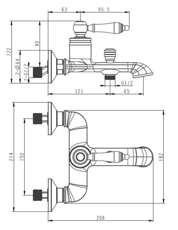 Aquanello Heritage Manor Classic Bath Mixer Tap Chrome CR-3001-HM