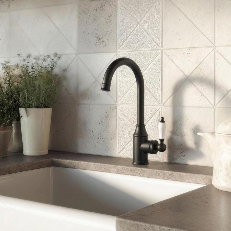 Aquanello Heritage Manor Klasszikus konyha – nosztalgikus konyhai csaptelep, fekete BL-9001-HM