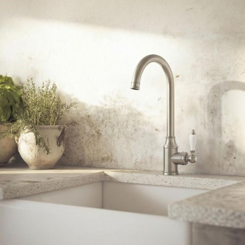 Aquanello Heritage Manor Klasszikus konyha – nosztalgikus konyhai csaptelep, rozsdamentes acél, NB-9001-HM