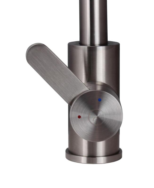 Aquanello Forma Masszív rozsdamentes acél egykaros konyhai csaptelep, kerek kifolyóval SS-1002-FM