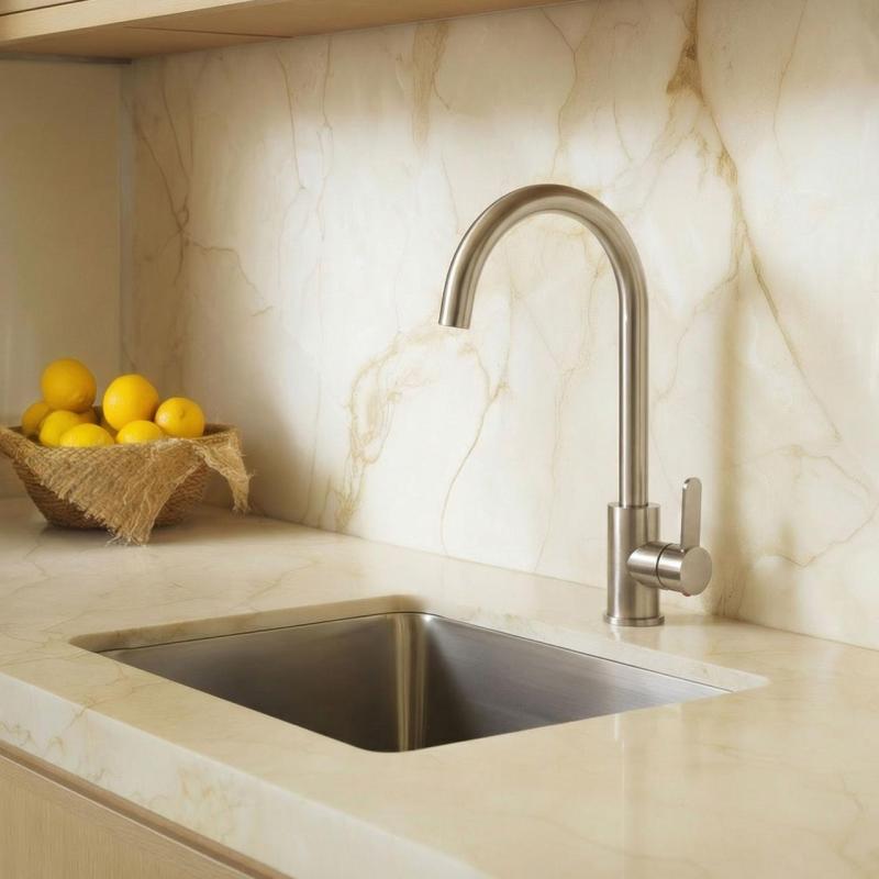 Aquanello Forma Masszív rozsdamentes acél egykaros konyhai csaptelep, kerek kifolyóval SS-1002-FM