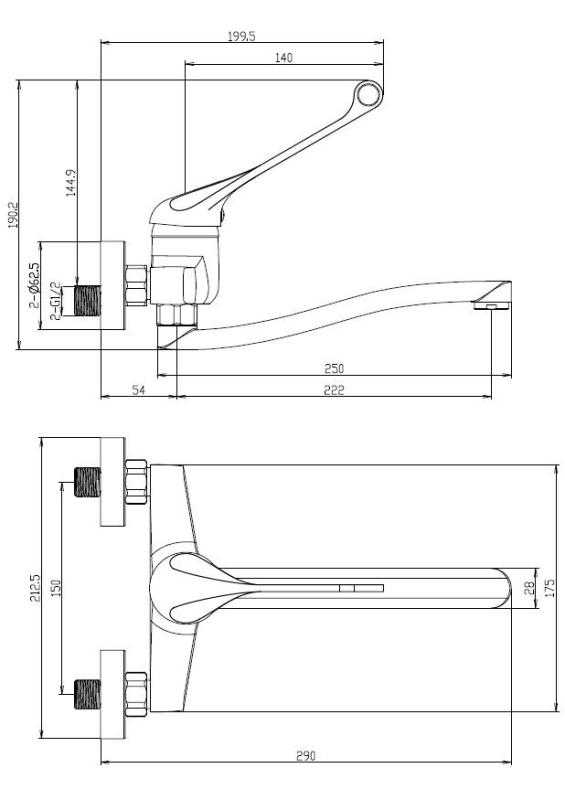 Aquanello Medic Konyhai fali csaptelep hosszú karral, króm CR-1005-MD