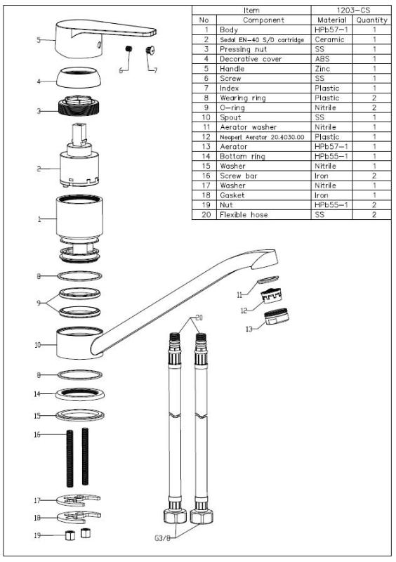 Aquanello Casa Alacsony, egykaros konyhai csaptelep, króm CR-1203-CS