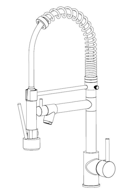 Aquanello Gastro Konyhai csaptelep professzionális permetező funkcióval, króm CR-4402-GT