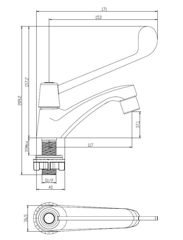 Aquanello Medic Hosszú karos hidegvízcsap, króm CR-1101-MD