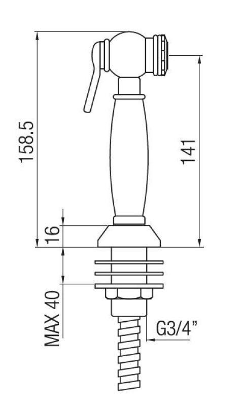 PB Nostalgikus, kihúzható konyhai kézi zuhany, klasszikus króm