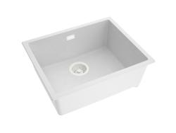 Pure.Sink Eternal Quartz fehér mosdó 50x40 cm, beépíthető és felülre szerelhető, automatikus fehér dugóval