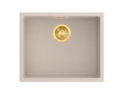Pure.Sink Eternal Quartz Beige mosdó 50x40 cm, beépíthető és felülre szerelhető, automatikus arany színű leeresztővel