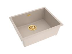 Pure.Sink Eternal Quartz Beige mosdó 50x40 cm, beépíthető és felülre szerelhető, automatikus arany színű leeresztővel