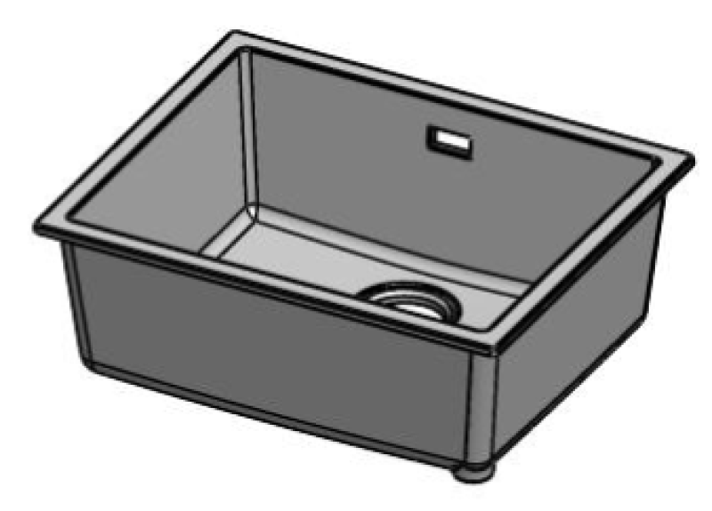 Pure.Sink Eternal Quartz Beige mosdó 50x40 cm, síkba építhető és alulról rögzíthető, rozsdamentes acél dugóval
