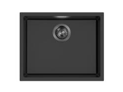Pure.Sink Eternal Quartz fekete mosdó, 50x40 cm, síkba és alulra szerelhető, automatikus gunmetal dugóval