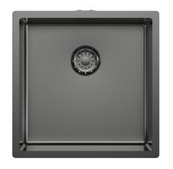 Pure.Sink Comfort PVD Gun Metal mosogató, 40x40 cm, 10 mm-es sugárral, beépíthető, síkba építhető és felülről szerelhető, PCM4040-61