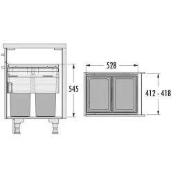 HAILO Euro Cargo afvalemmer 2 x 38 liter met softclose voor kastmaat 2294