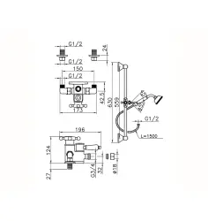 Huber Victoria Termosztatikus Zuhanyszett RVS 190R.VT01H.AC