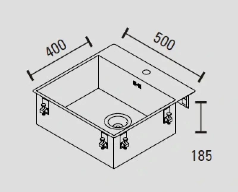 ABK Baronga rozsdamentes acél mosogató 54x53cm csaptelep hellyel, sík beépítéssel BAR50FKVI