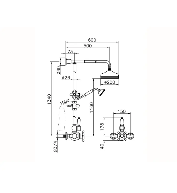 Huber Victoria Thermosztatikus Zuhanyszett 20cm Króm 590.VN21H.CR