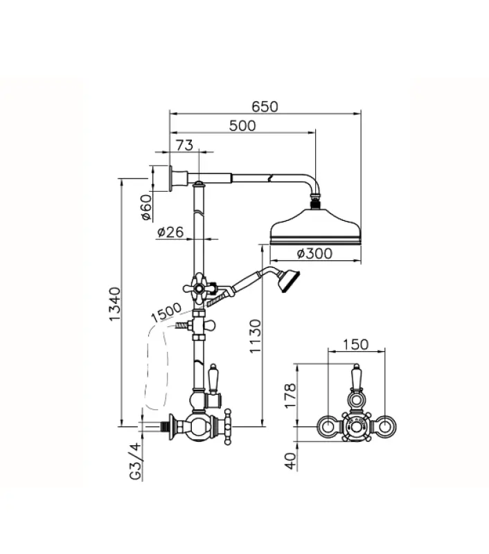 Huber Victoria Thermosztatikus Zuhanyszett 30 cm Króm 590.VN31H.CR