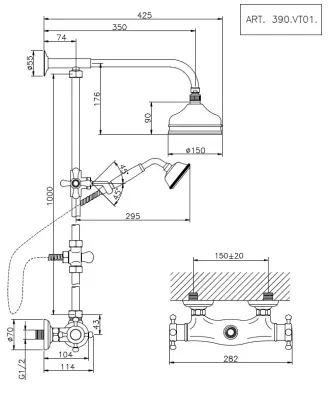 Huber Victoria Thermosztatikus Zuhanykészlet 15 cm Króm 5710