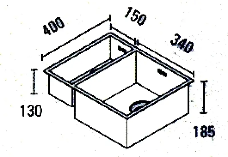 ABK Baronga másfél 1,5 rozsdamentes acél mosogató 15x40+34x40cm aláépíthető BAR1534F