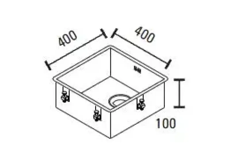 ABK Baronga sekély, mozgáskorlátozottaknak megfelelő 10 cm-es rozsdamentes acél mosogató 40x40 cm-es lapos beépítés, alsó beépítés és felső beépítés BAR4010FVI