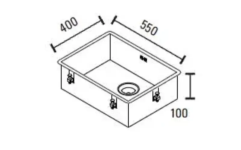 ABK Baronga nagy extra sekély rozsdamentes acél mosogató fogyatékkal élők számára, 10 cm mély, 55x40 cm, síkbeépítés, alsó beépítés és felületi beépítés BAR5510FVI.